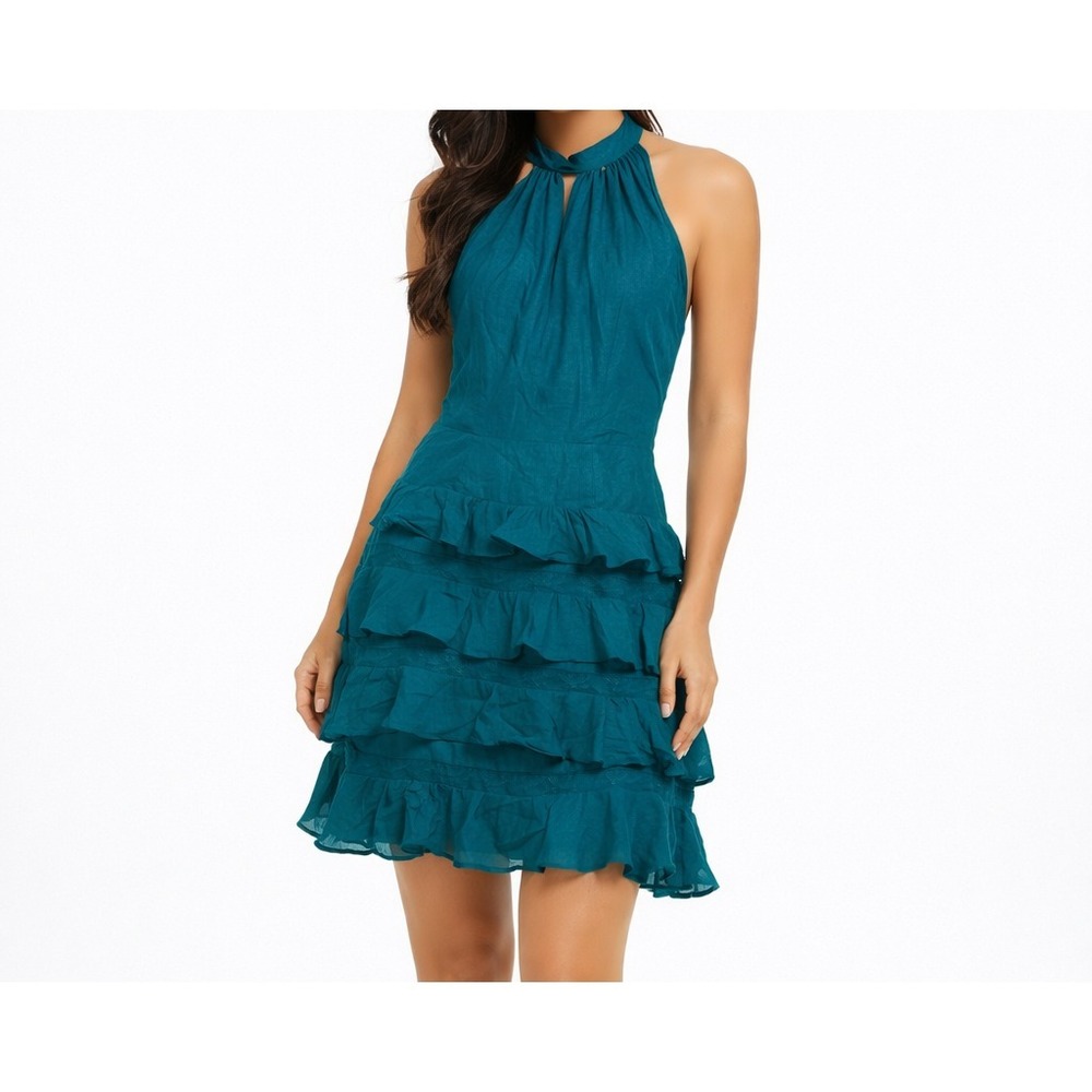 Rebecca Taylor Silk Teal Lace Cut-out Dress💚💙💚